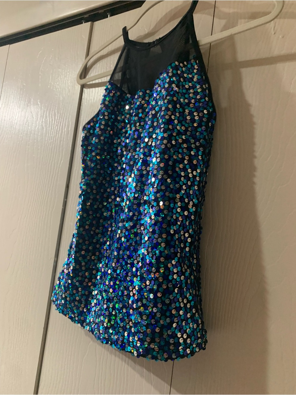 Sequin Halter Tank Top in Blue